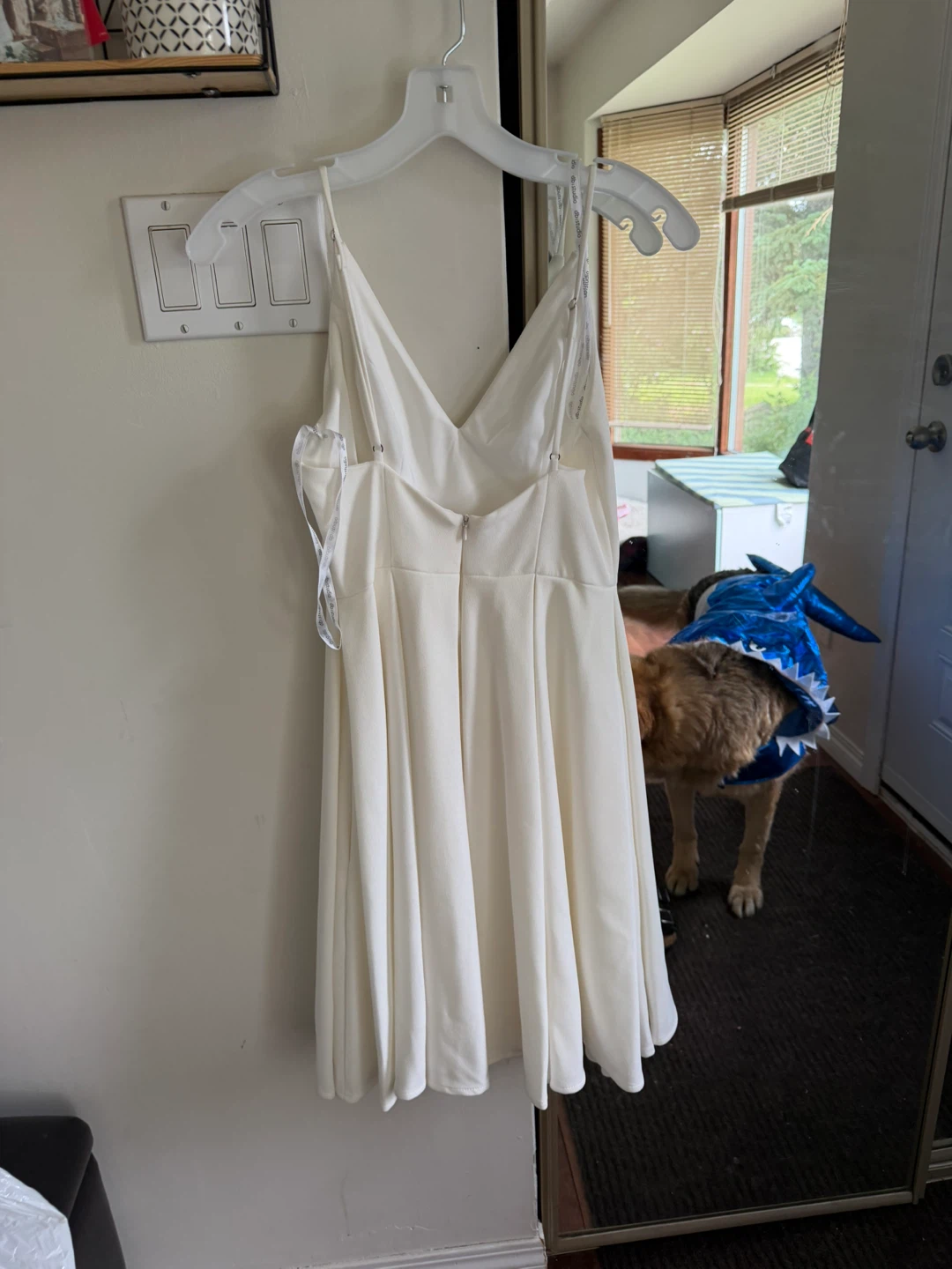 White Spaghetti Strap Dress with Crystal Belt - photo 3