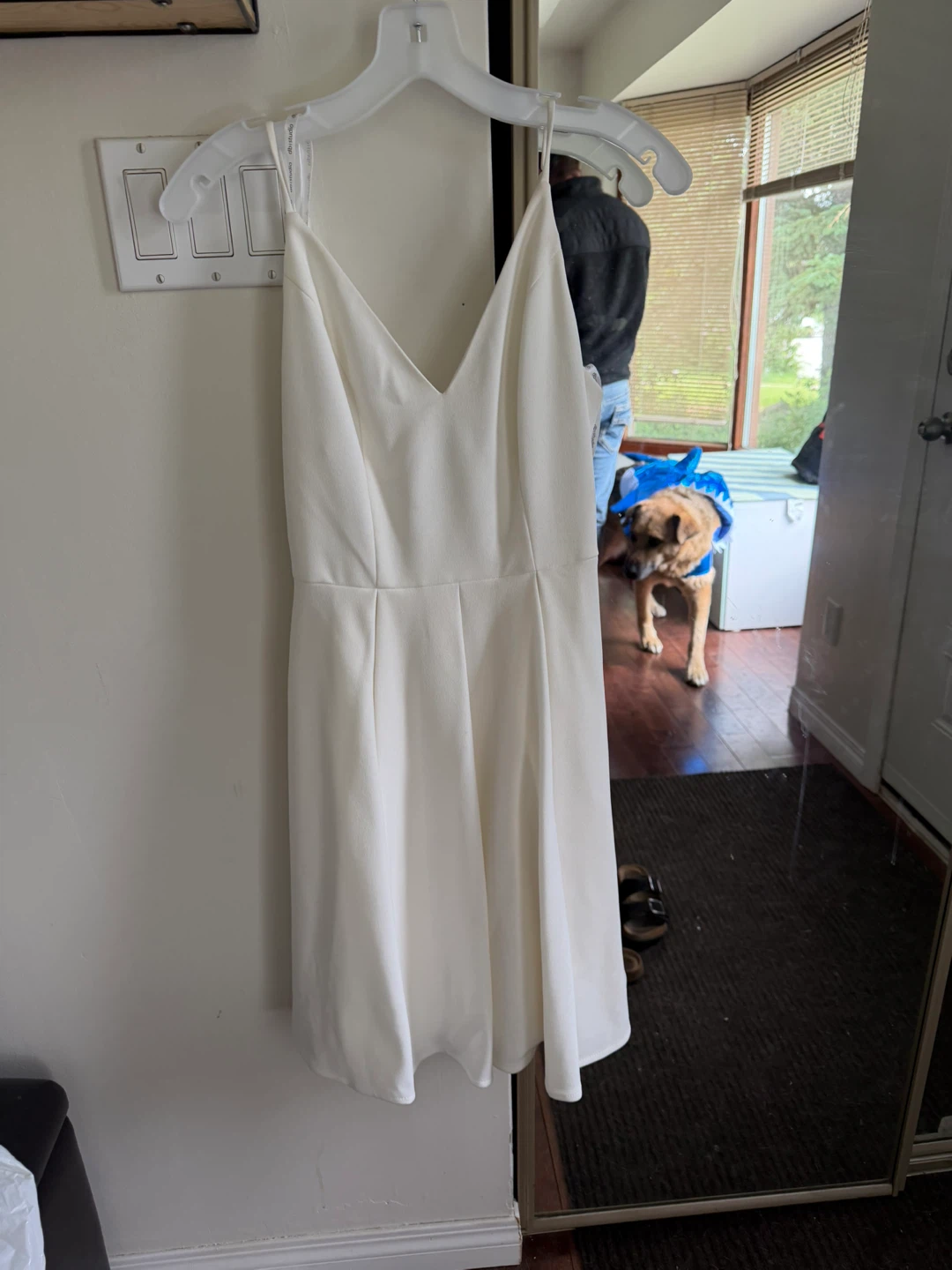 White Spaghetti Strap Dress with Crystal Belt - photo 2