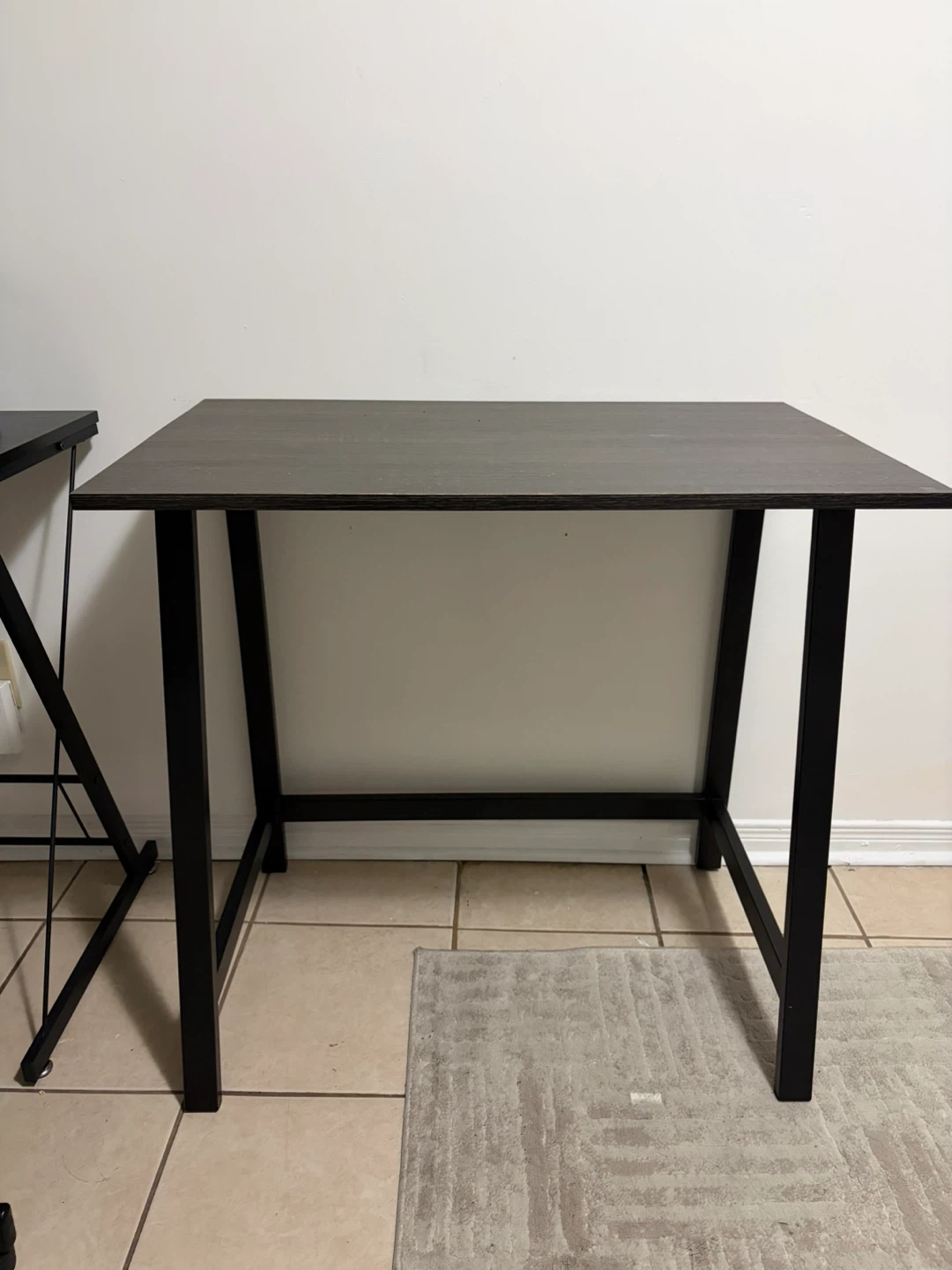 Dark Wood Grain Desk with Black Metal Frame - photo 2