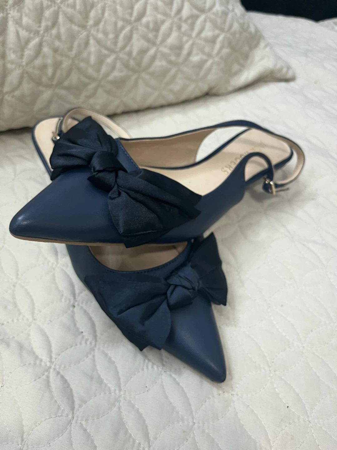 Jack Rogers Navy Blue Bow Slingback Heels
