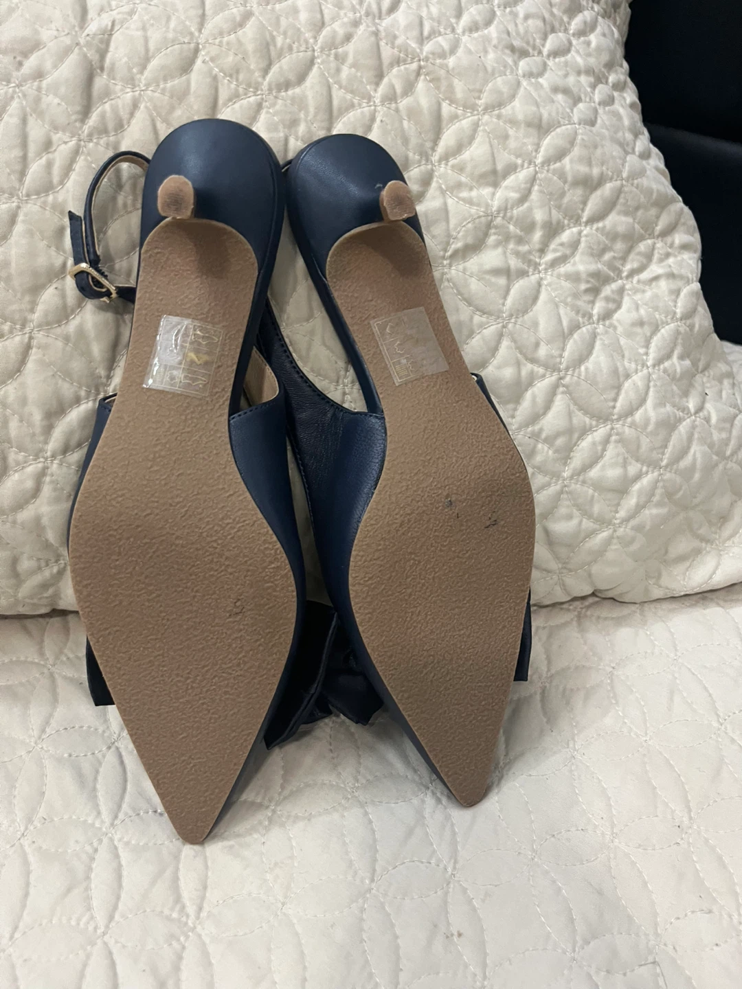 Jack Rogers Navy Blue Bow Slingback Heels - photo 5