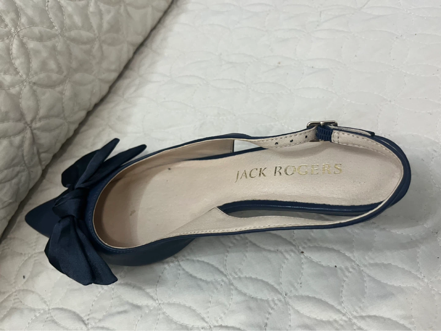 Jack Rogers Navy Blue Bow Slingback Heels - photo 3