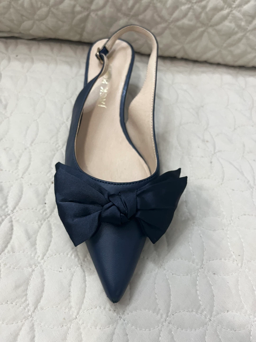 Jack Rogers Navy Blue Bow Slingback Heels - photo 2