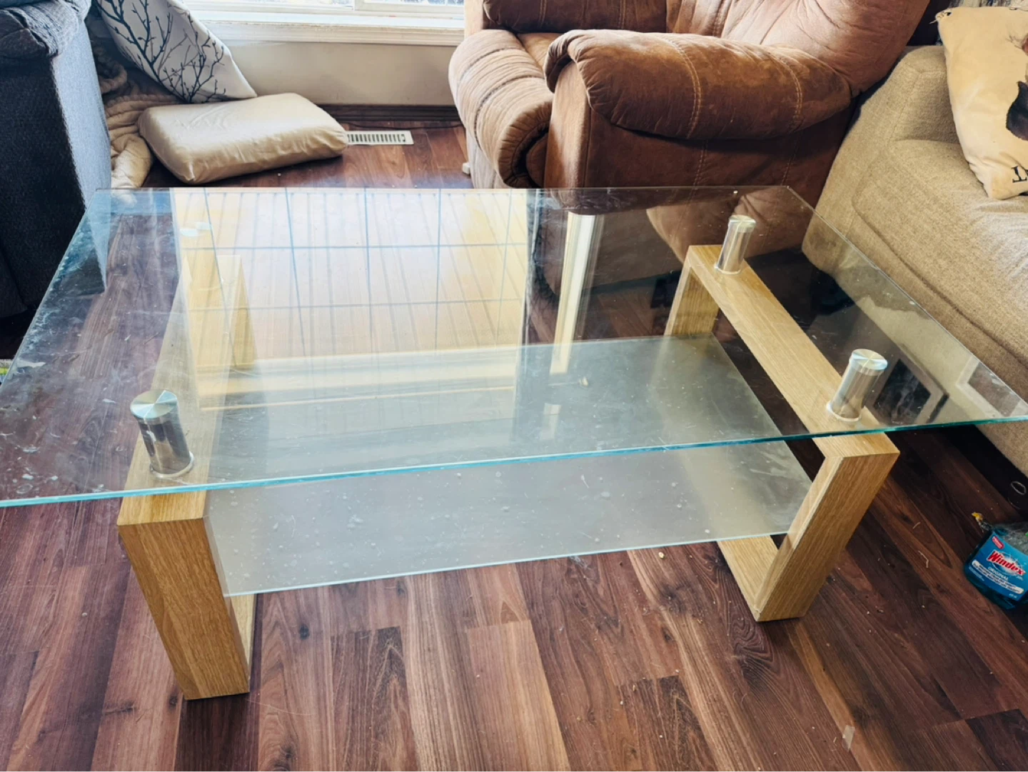 Glass and Wood Coffee Table