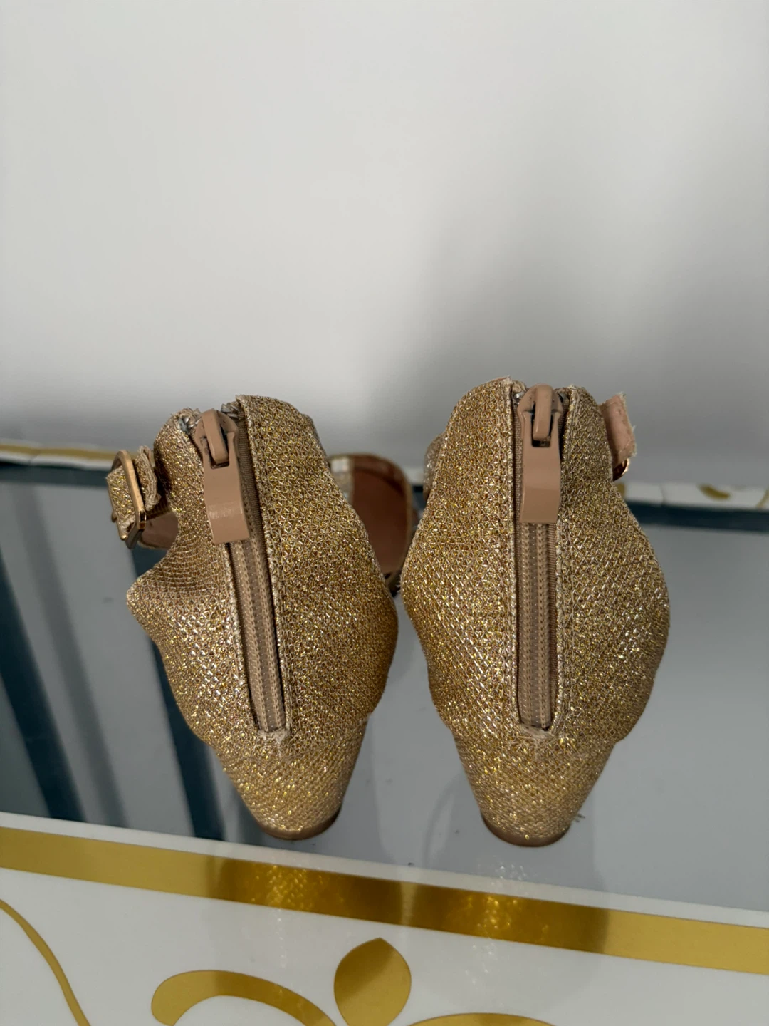 Gold Glitter Flats with Rhinestones - Size 4 - photo 4