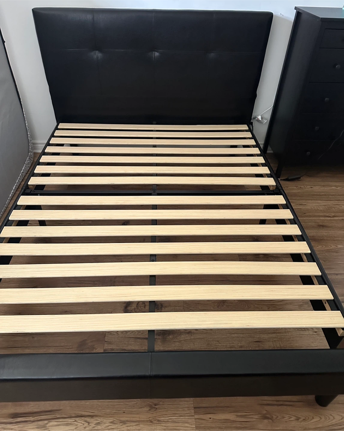 Black Faux Leather Queen Bed Frame
