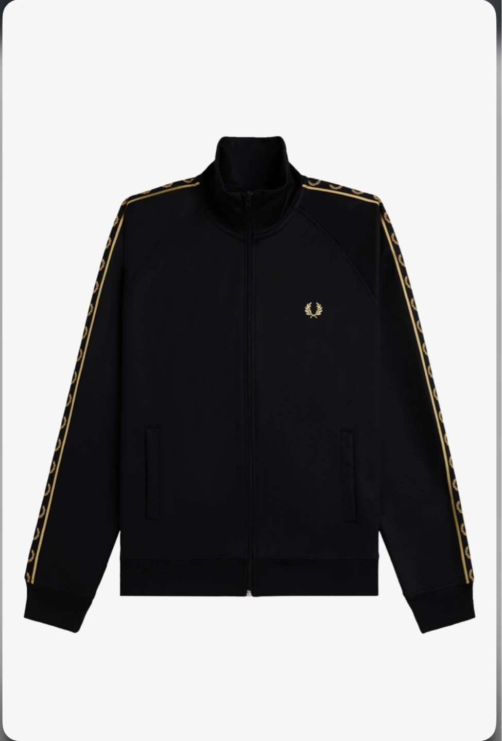 Fred Perry Black Track Jacket with Gold Laurel Wreath Detail - photo 3