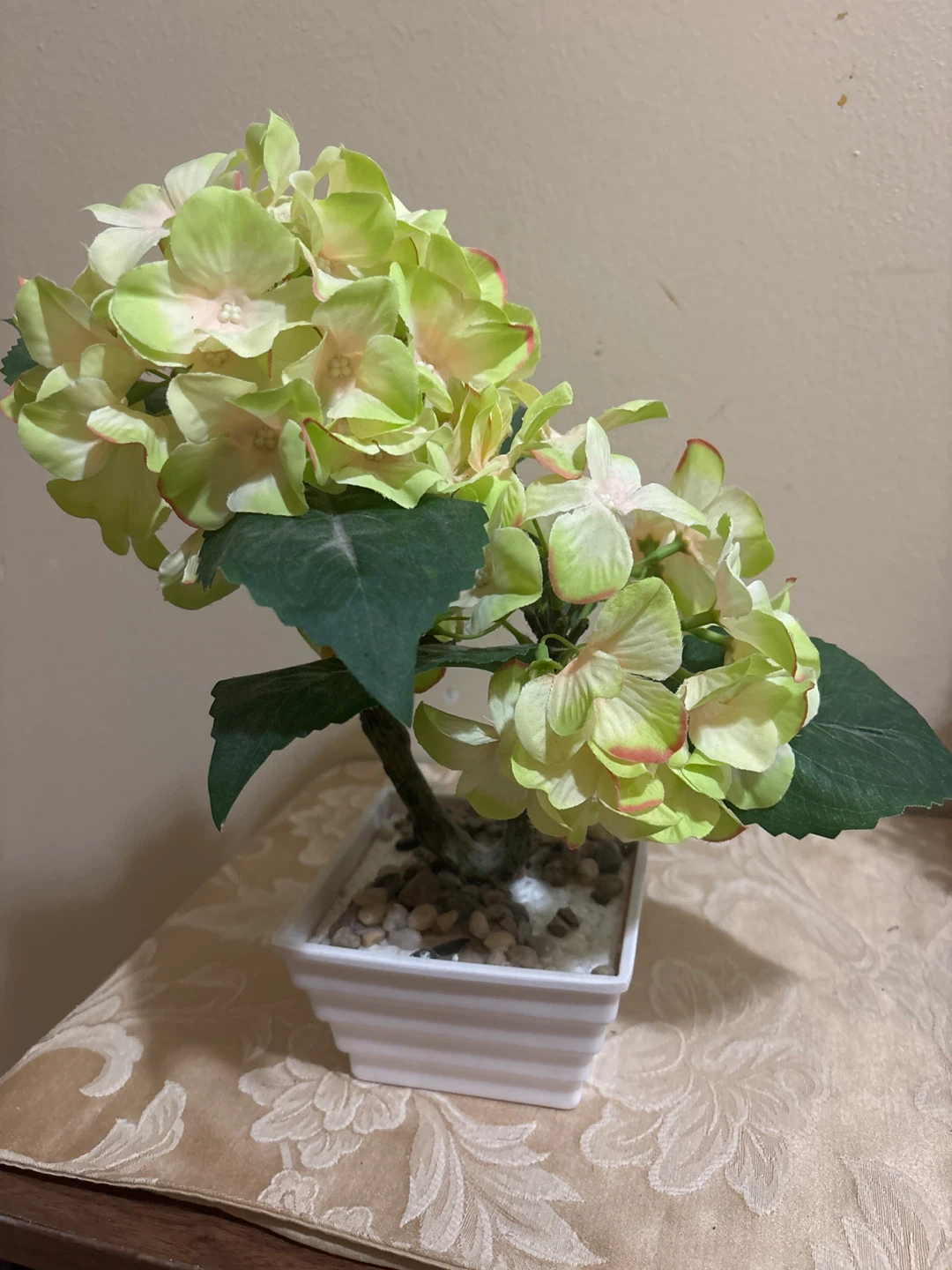 ⚽ Artificial Hydrangea Plant in White Pot