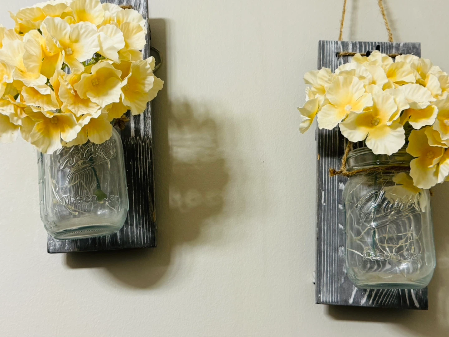 Mason Jar Wall Decor with Yellow Flowers