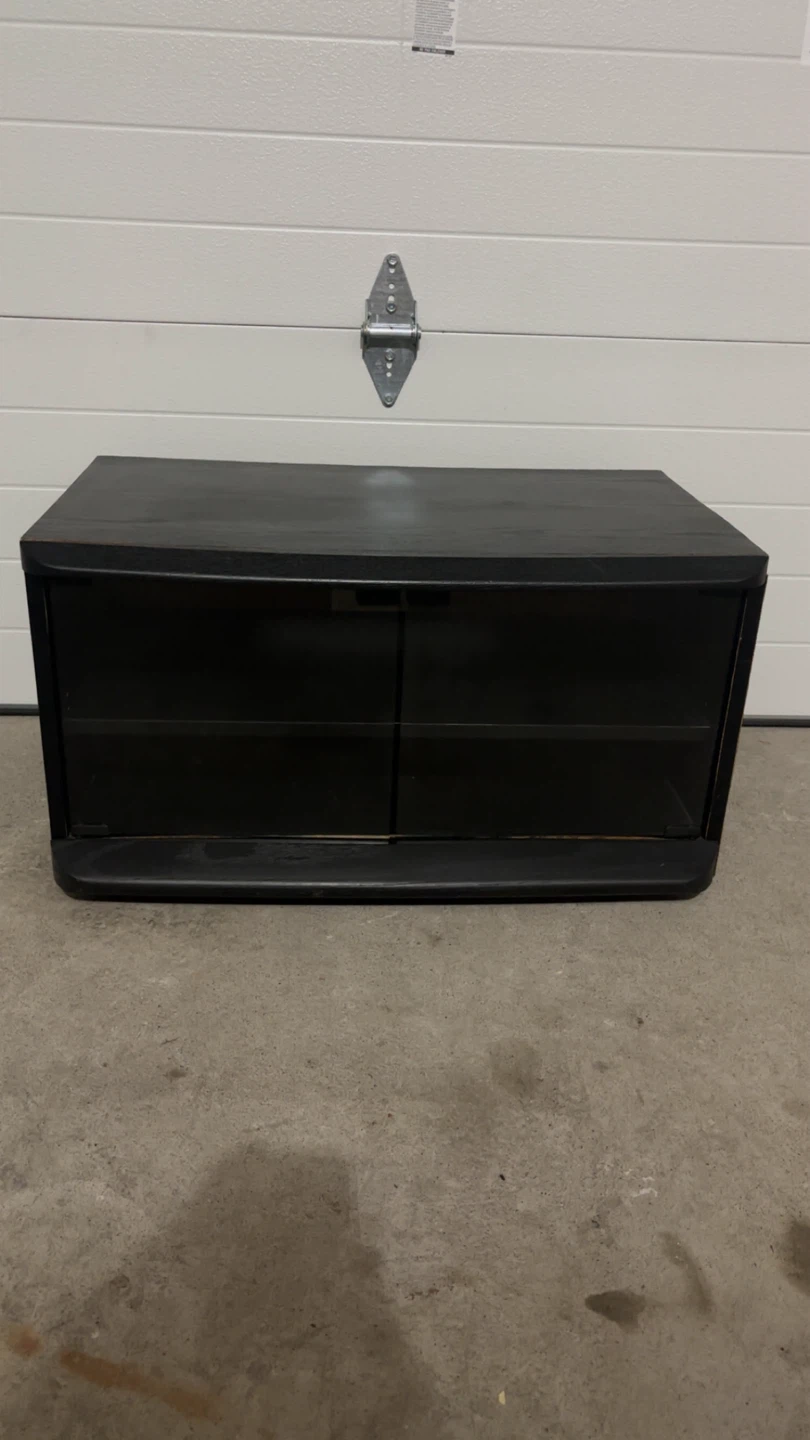 Black TV Stand with Glass Doors