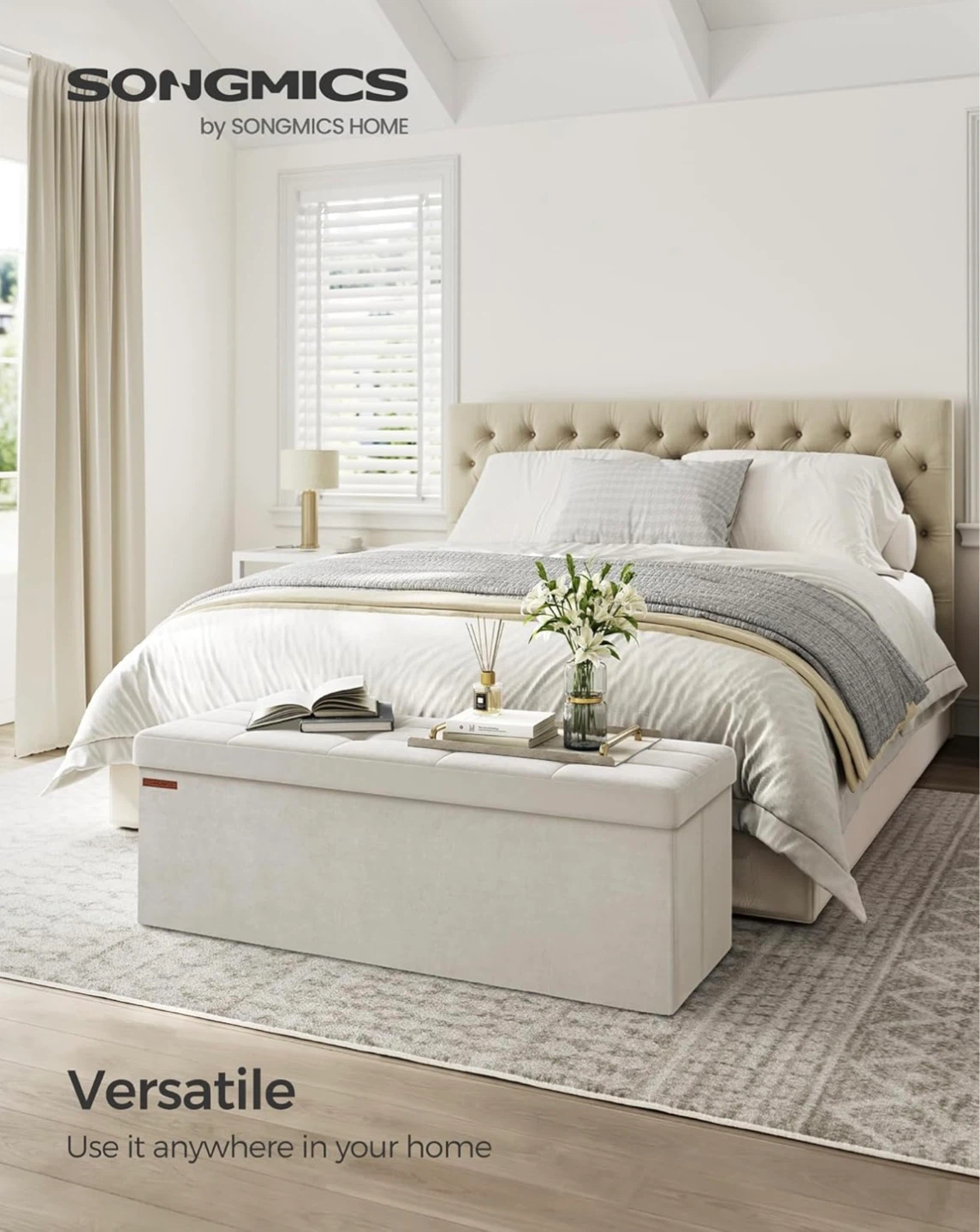 Brand new Songmics Storage Ottoman Bench - Beige