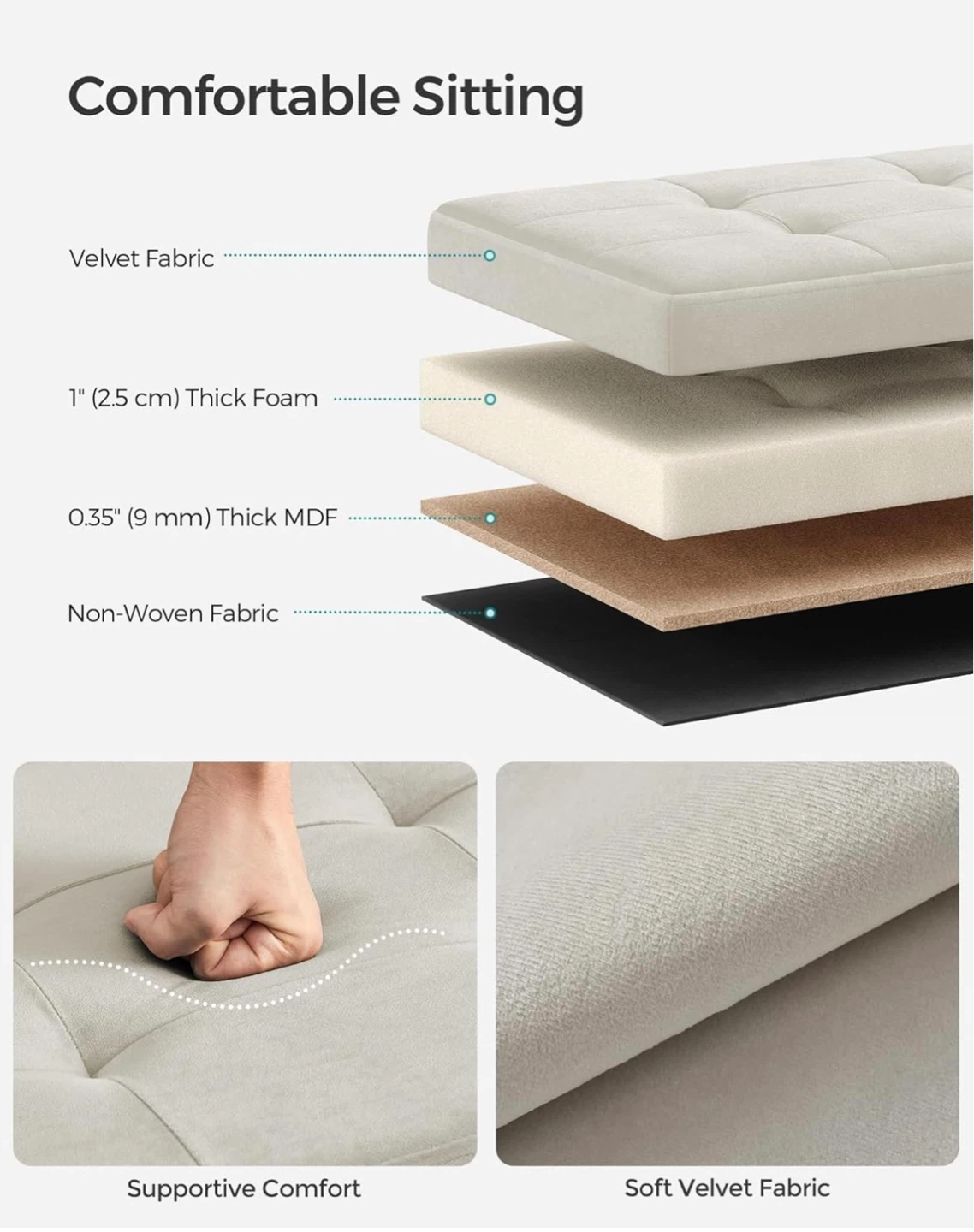 Brand new Songmics Storage Ottoman Bench - Beige - photo 4