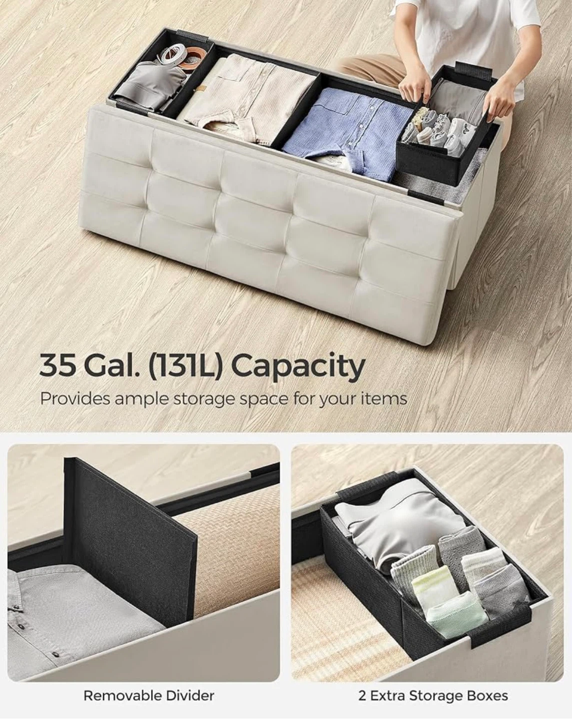 Brand new Songmics Storage Ottoman Bench - Beige - photo 5