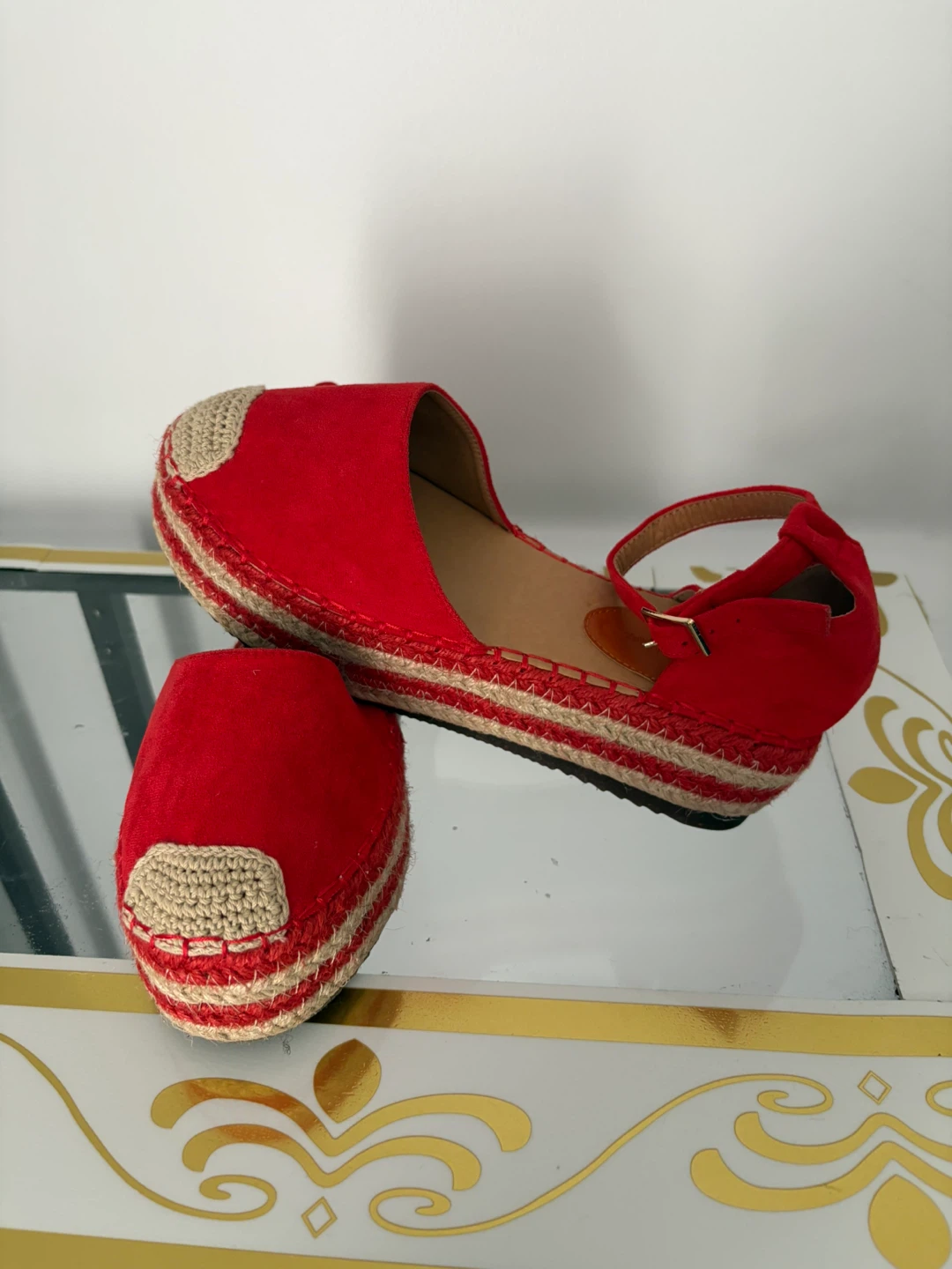 Red Espadrille Wedge Shoes - photo 3