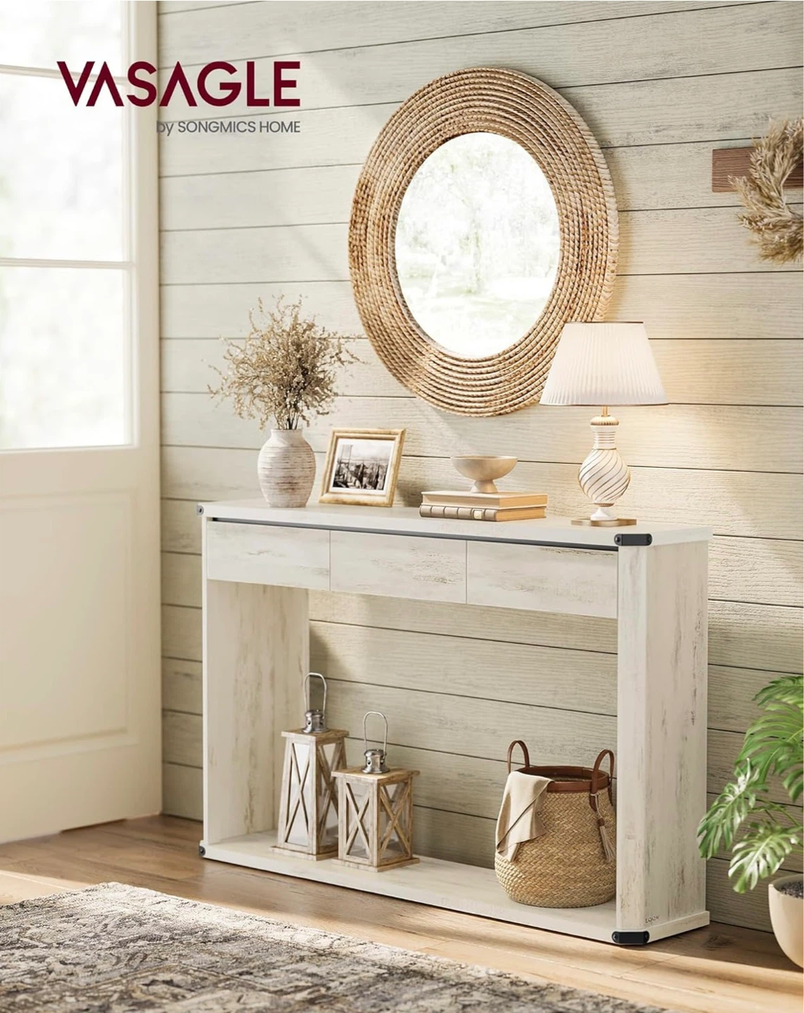 Brand new VASAGLE White Console Table with 3 Drawers - photo 3