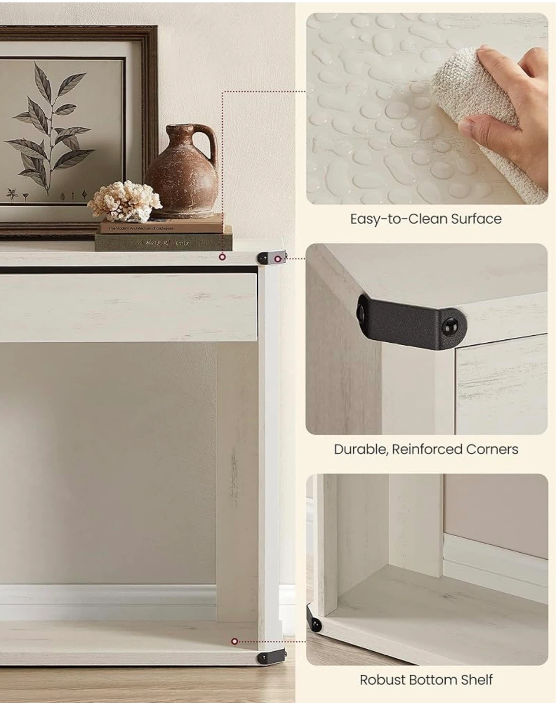 Brand new VASAGLE White Console Table with 3 Drawers - photo 5