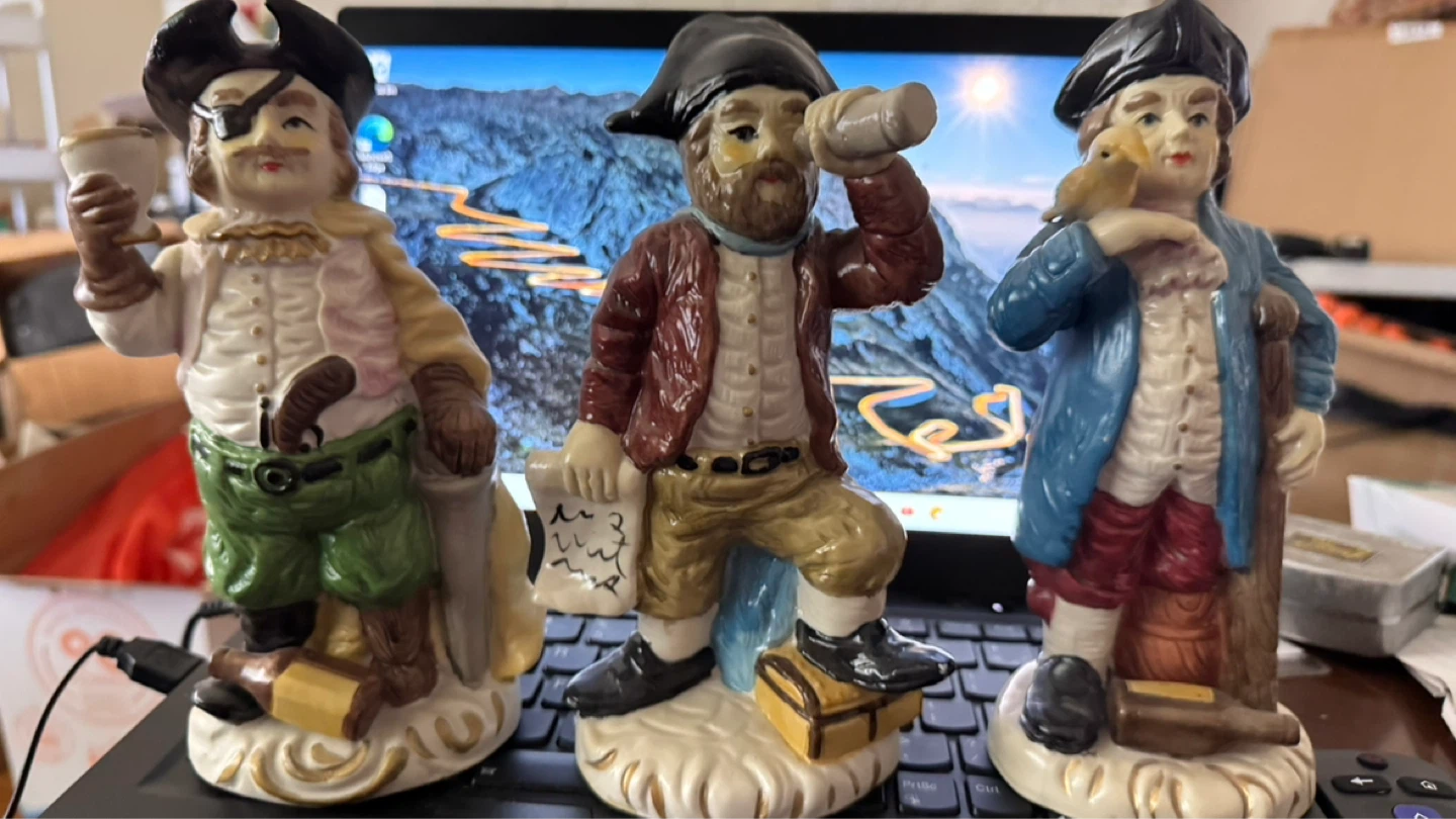Set of 3 Ceramic Pirate Figurines