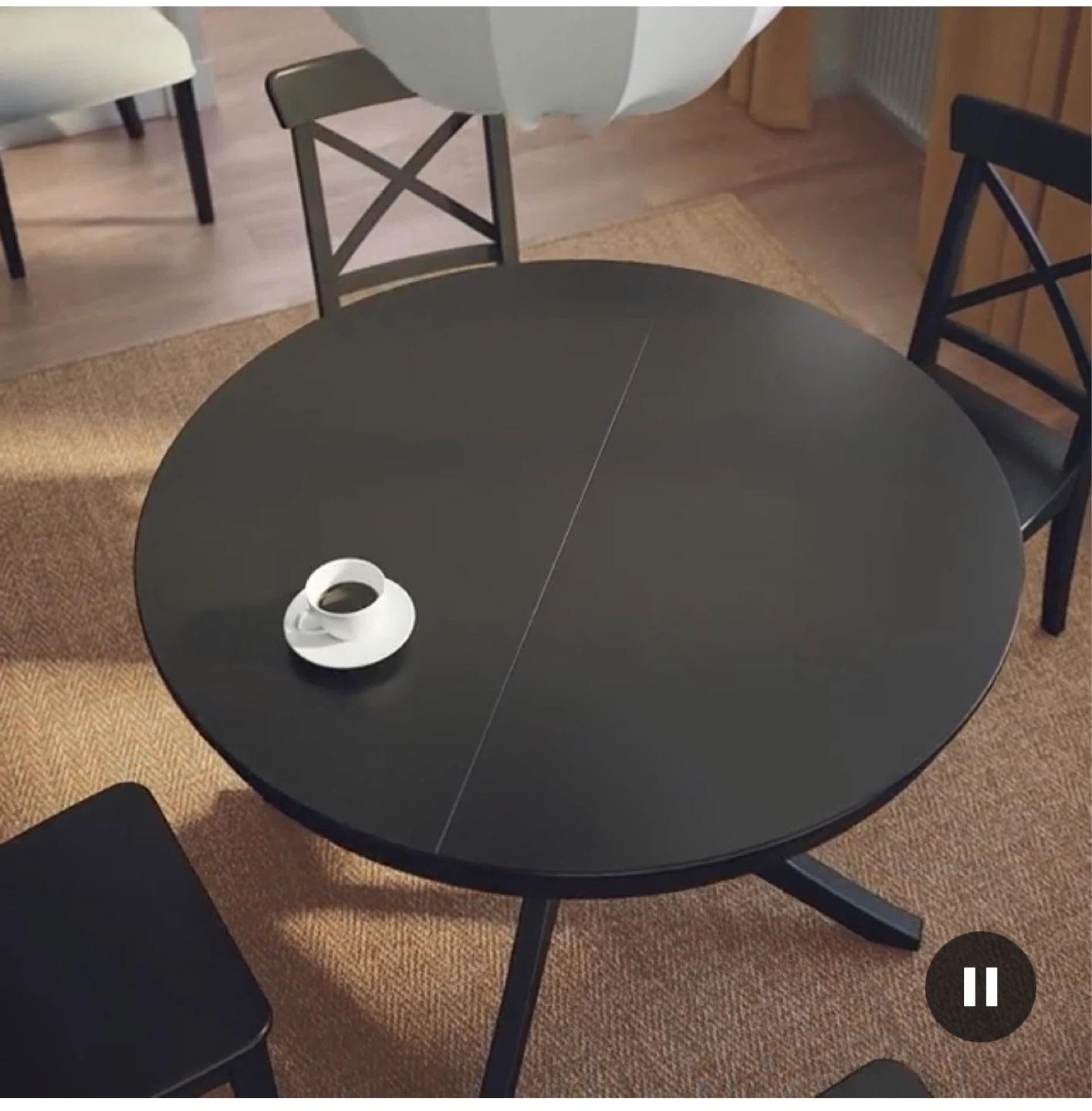 IKEA ROSENTORP Extendable Dining Table - Black - photo 3