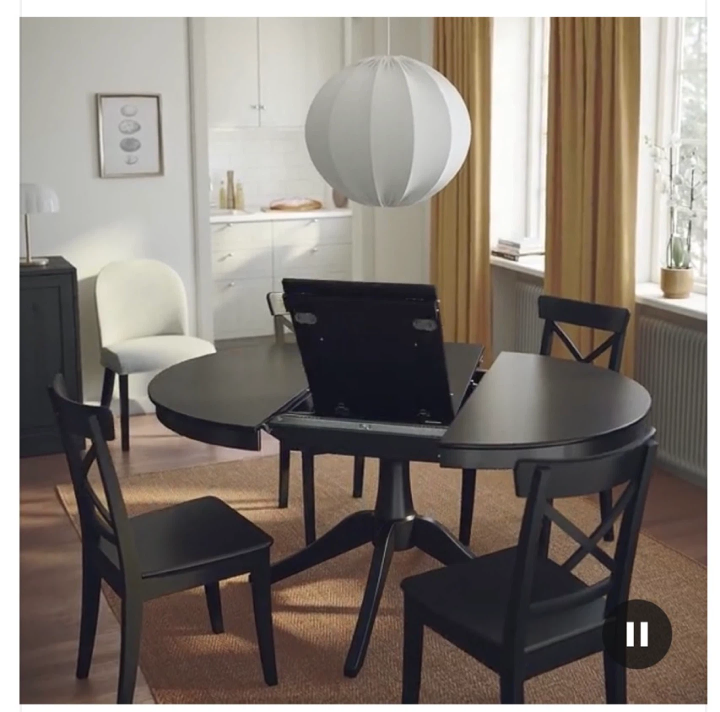 IKEA ROSENTORP Extendable Dining Table - Black - photo 5
