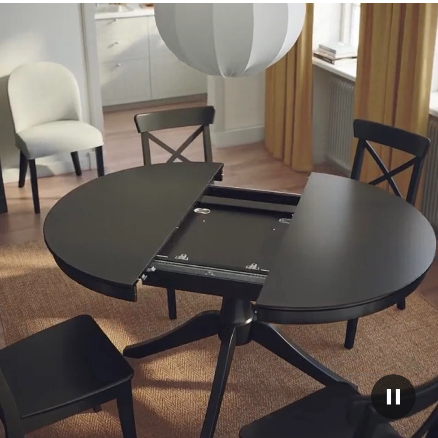 IKEA ROSENTORP Extendable Dining Table - Black - photo 4