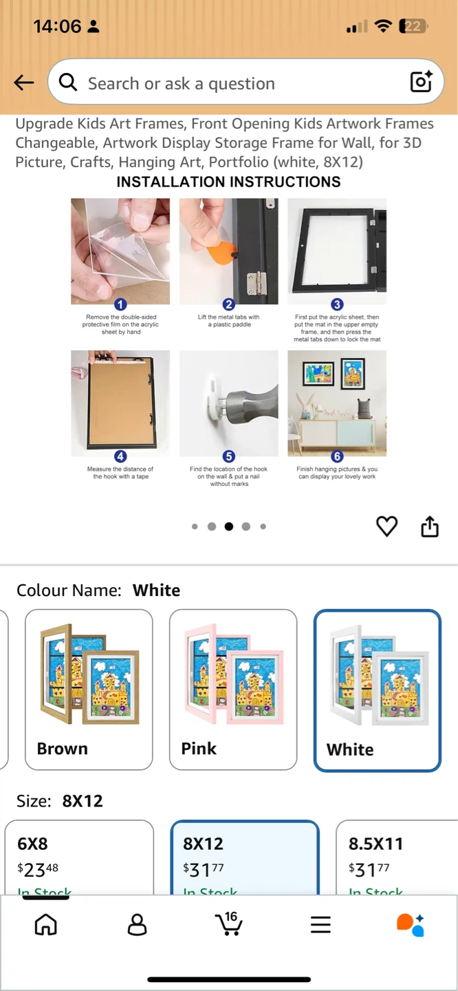 White Kids Artwork Display Frame 8x12 - photo 3