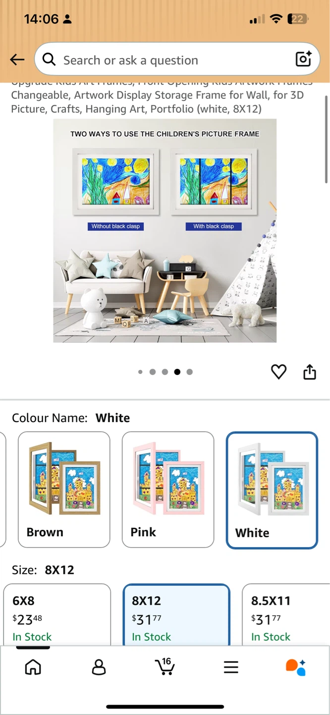 White Kids Artwork Display Frame 8x12 - photo 2