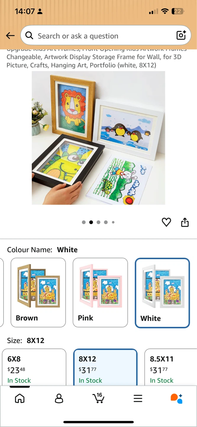 White Kids Artwork Display Frame 8x12