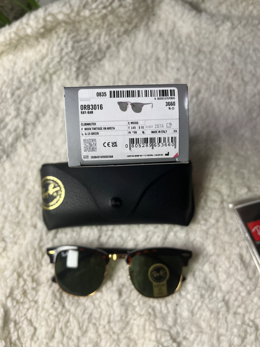 Ray-Ban Clubmaster Sunglasses RB 3016 Tortoise/Green Lenses ⚽ - photo 2