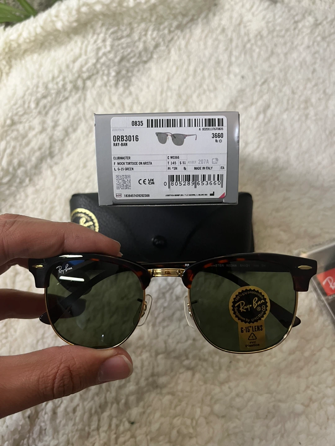 Ray-Ban Clubmaster Sunglasses RB 3016 Tortoise/Green Lenses ⚽ - photo 3