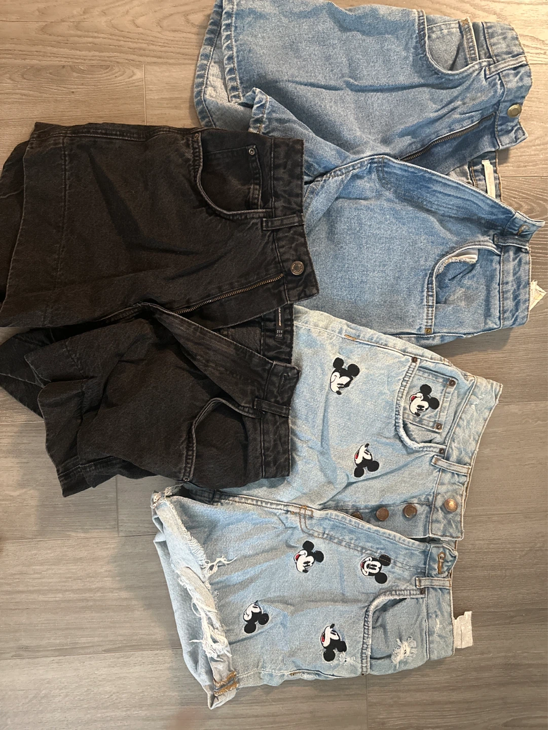 Zara Denim Shorts Bundle - Black & Mickey Mouse