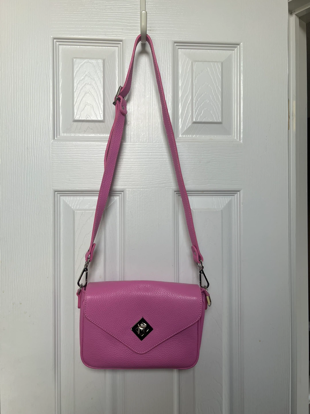 Genuine Leather pink Crossbody Bag