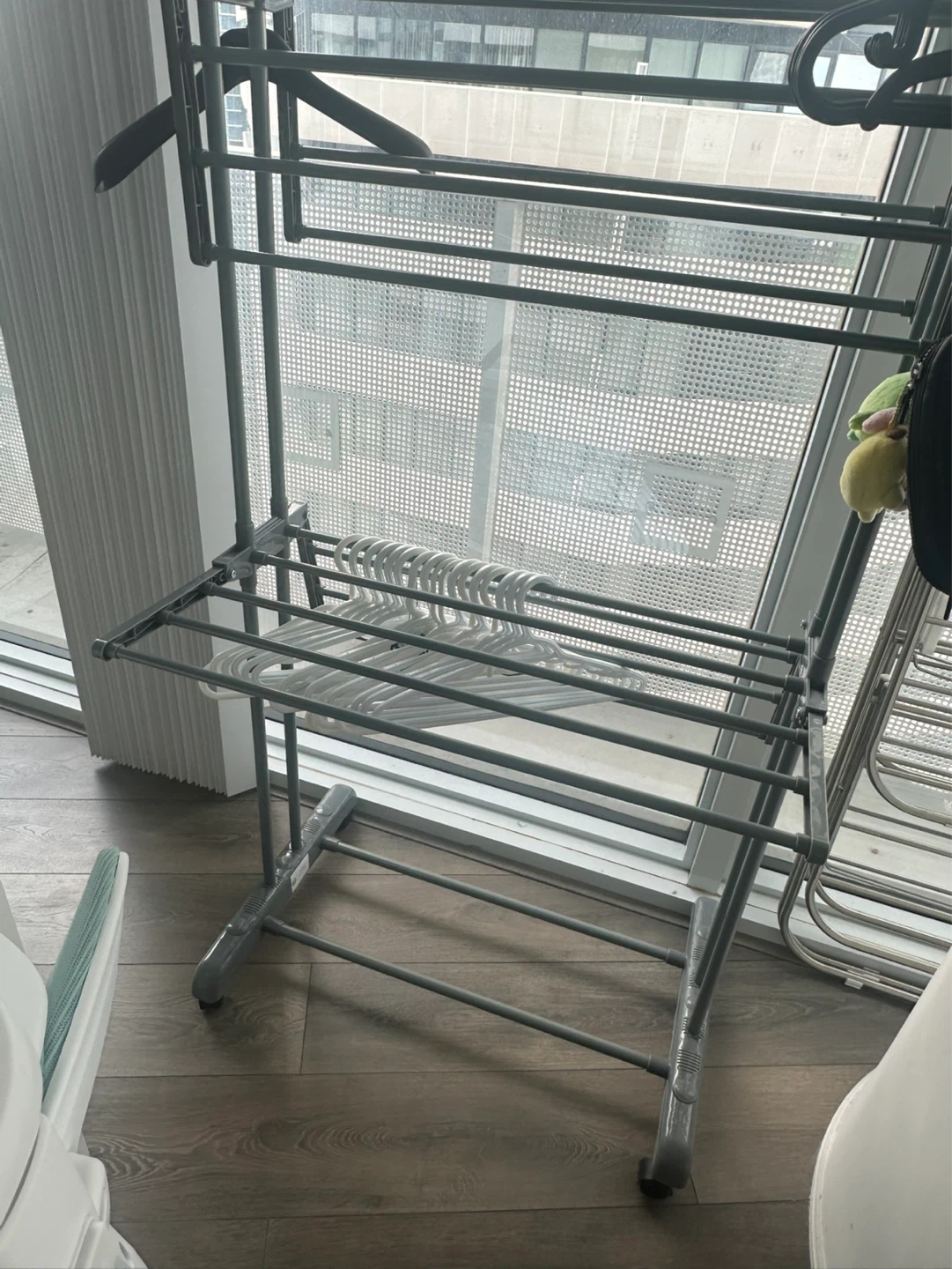 Grey Metal Drying Rack with Wheels - photo 2