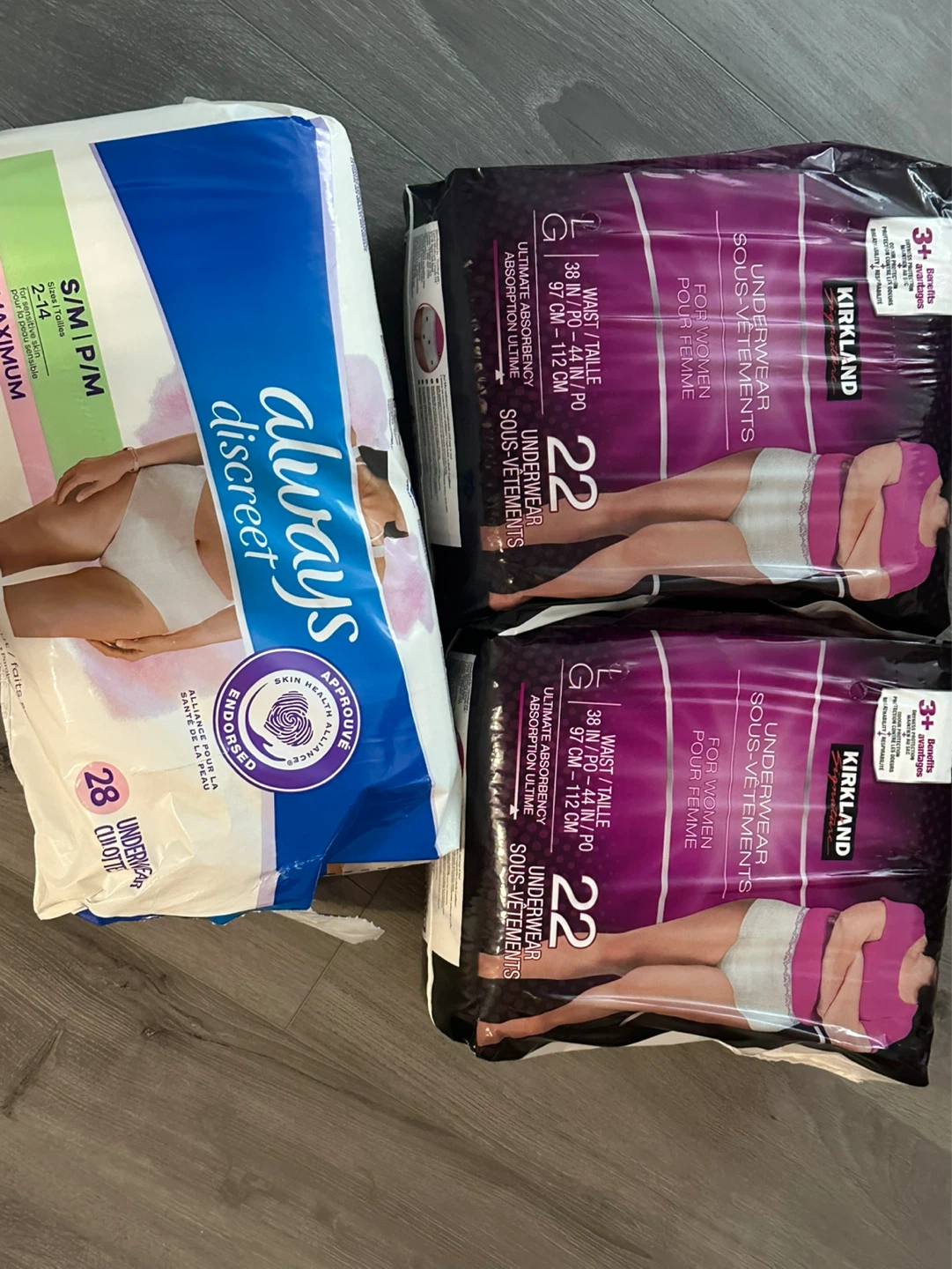 Always Discreet & Kirkland Underwear for Women