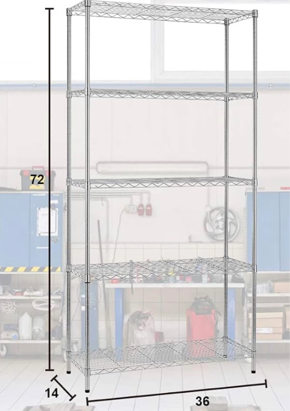 Wire Shelving Unit - 36" W x 14" D x 72" H - photo 3