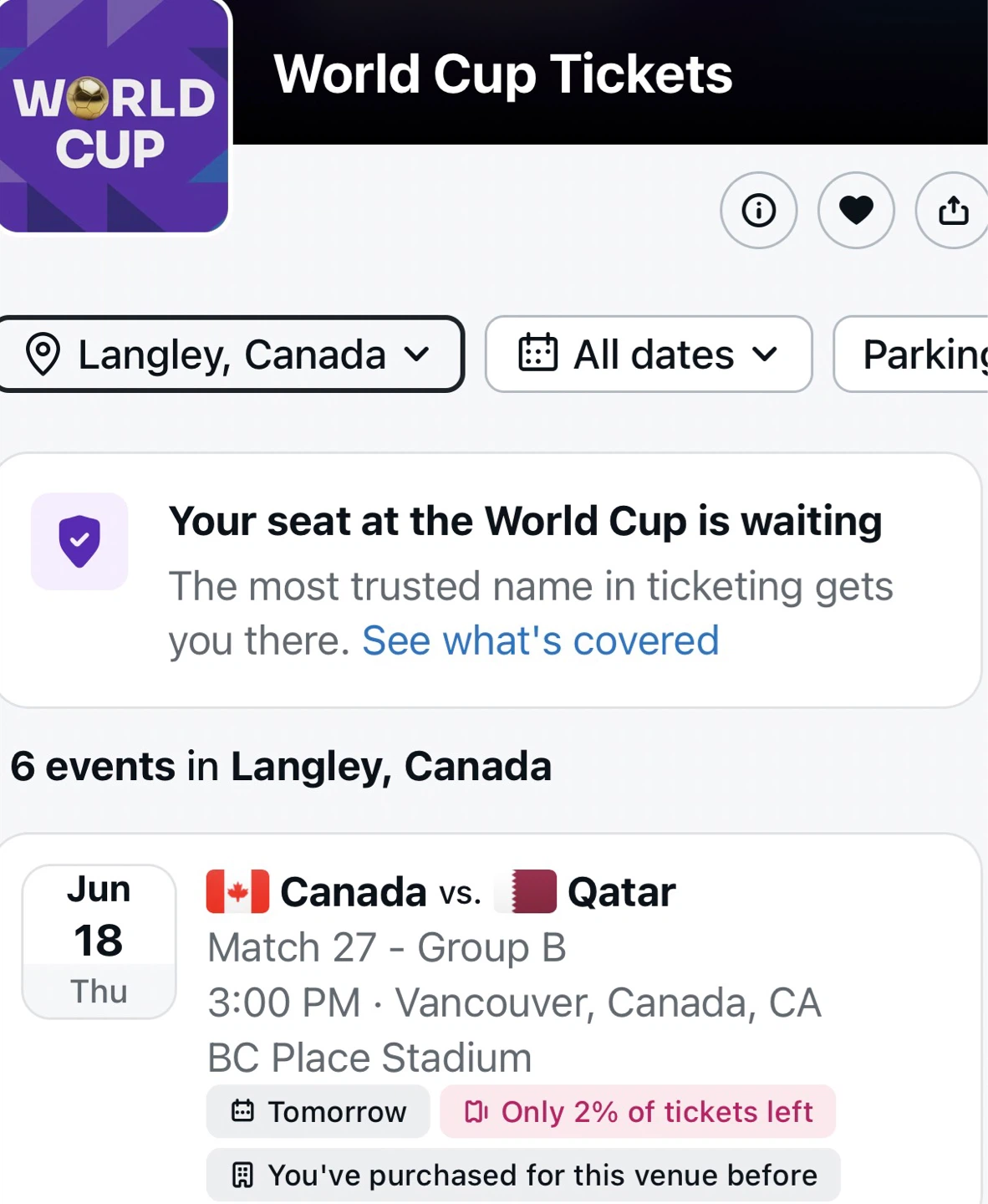FIFA WORLD CUP Canada vs. Qatar - Tomorrow