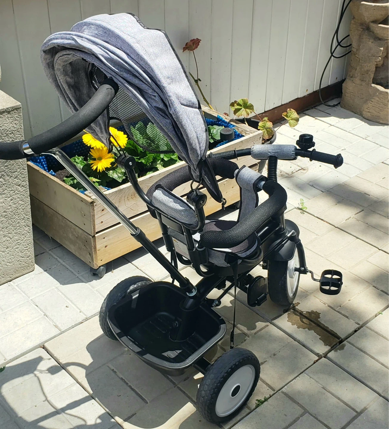 Grey Tricycle with Canopy and Parent Handle - photo 3