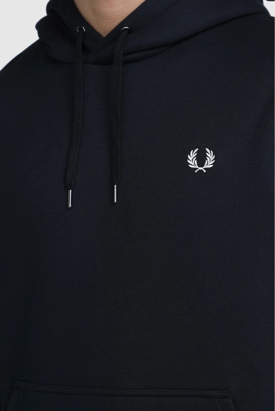 Fred Perry Black Hoodie with Laurel Wreath Graphic