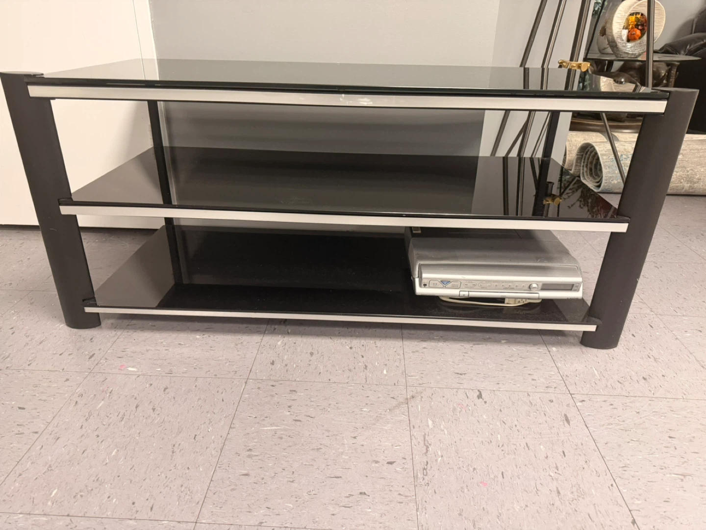 Black Glass 3-Shelf Entertainment Stand - photo 3