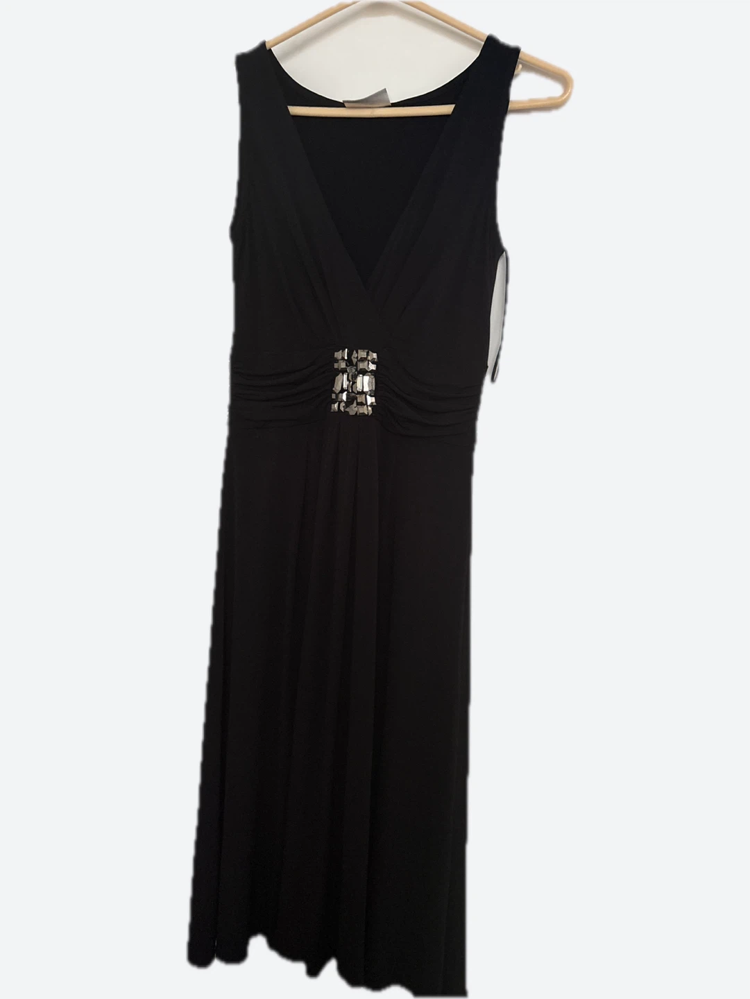 Black V-Neck Embellished Dress