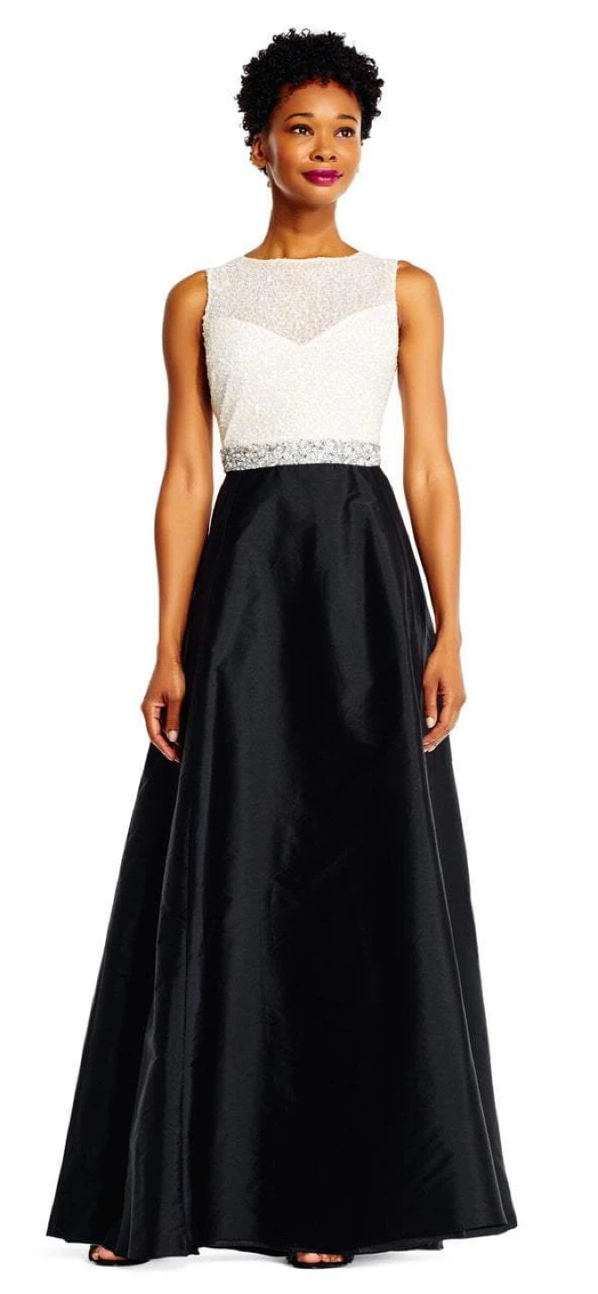White Beaded Top Black Skirt Formal Gown - photo 4