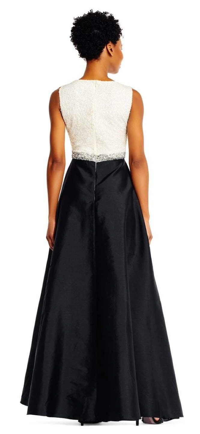 White Beaded Top Black Skirt Formal Gown - photo 2