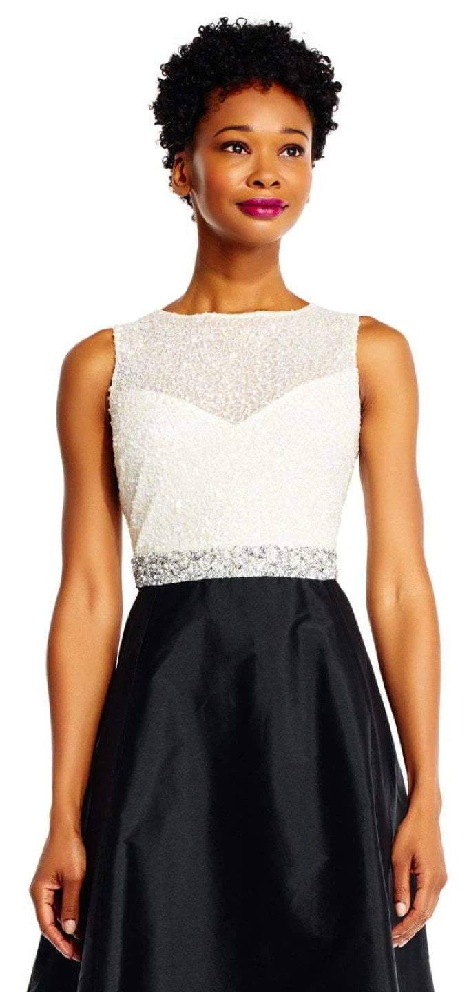 White Beaded Top Black Skirt Formal Gown - photo 3