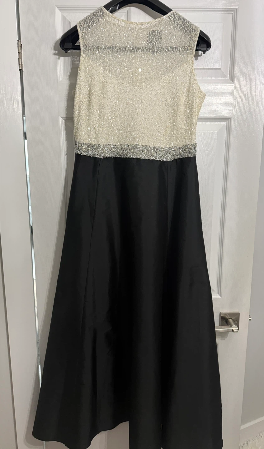 White Beaded Top Black Skirt Formal Gown - photo 5
