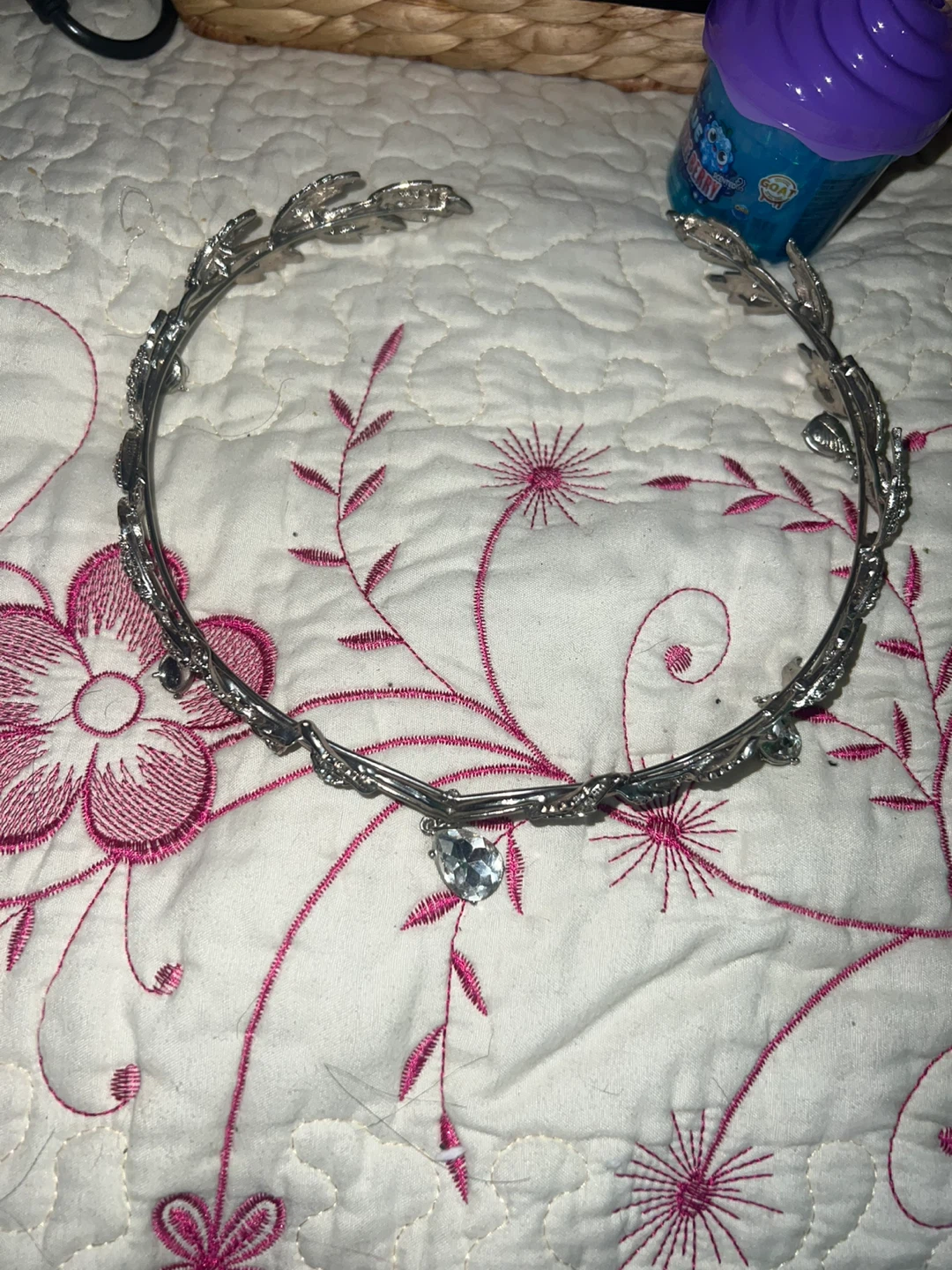 Silver Leaf and Rhinestone Headband ⚽ - photo 3