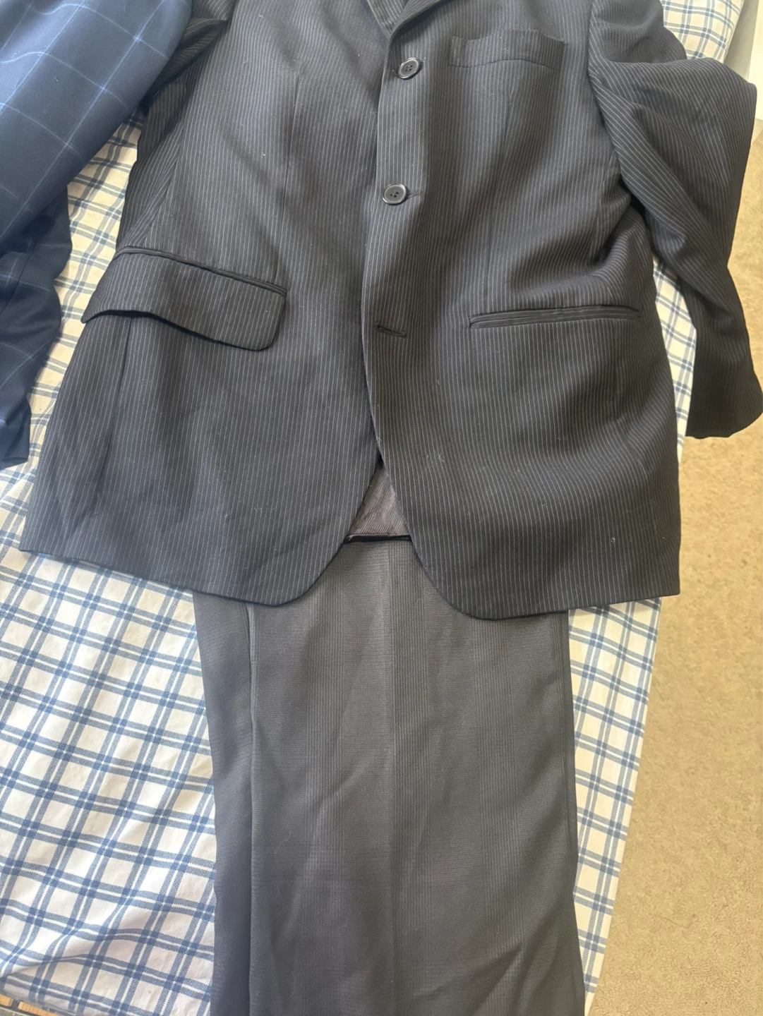 Men's Navy Check Suit Jacket and Pants - photo 5