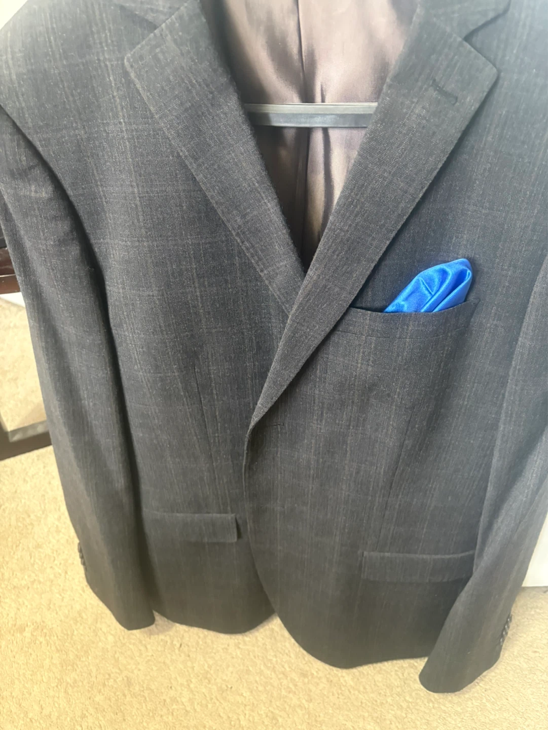 Men's Navy Check Suit Jacket and Pants - photo 2