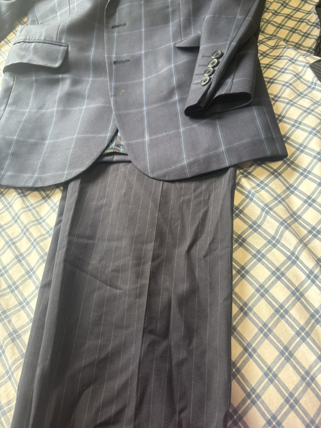 Men's Navy Check Suit Jacket and Pants - photo 3