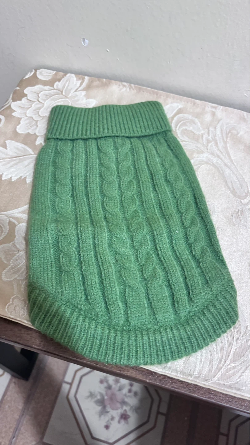 ⚽ Green Knit Dog Sweater Size S