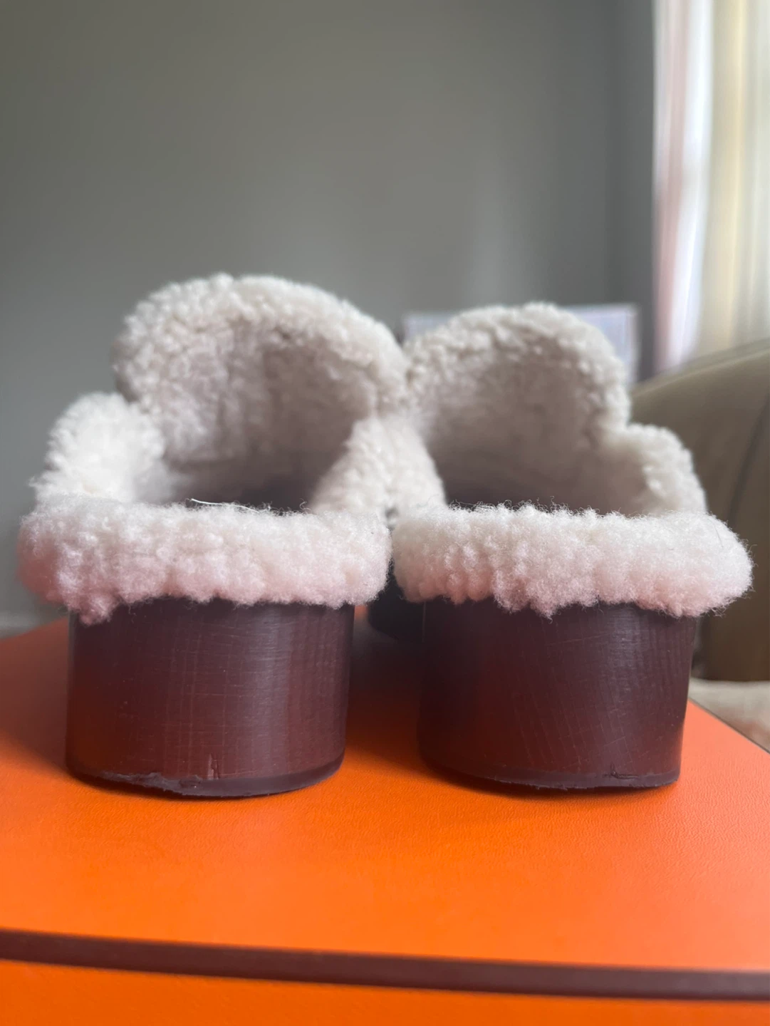 Hermès Shearling Clogs - Blue Suede - Size 38 - photo 2
