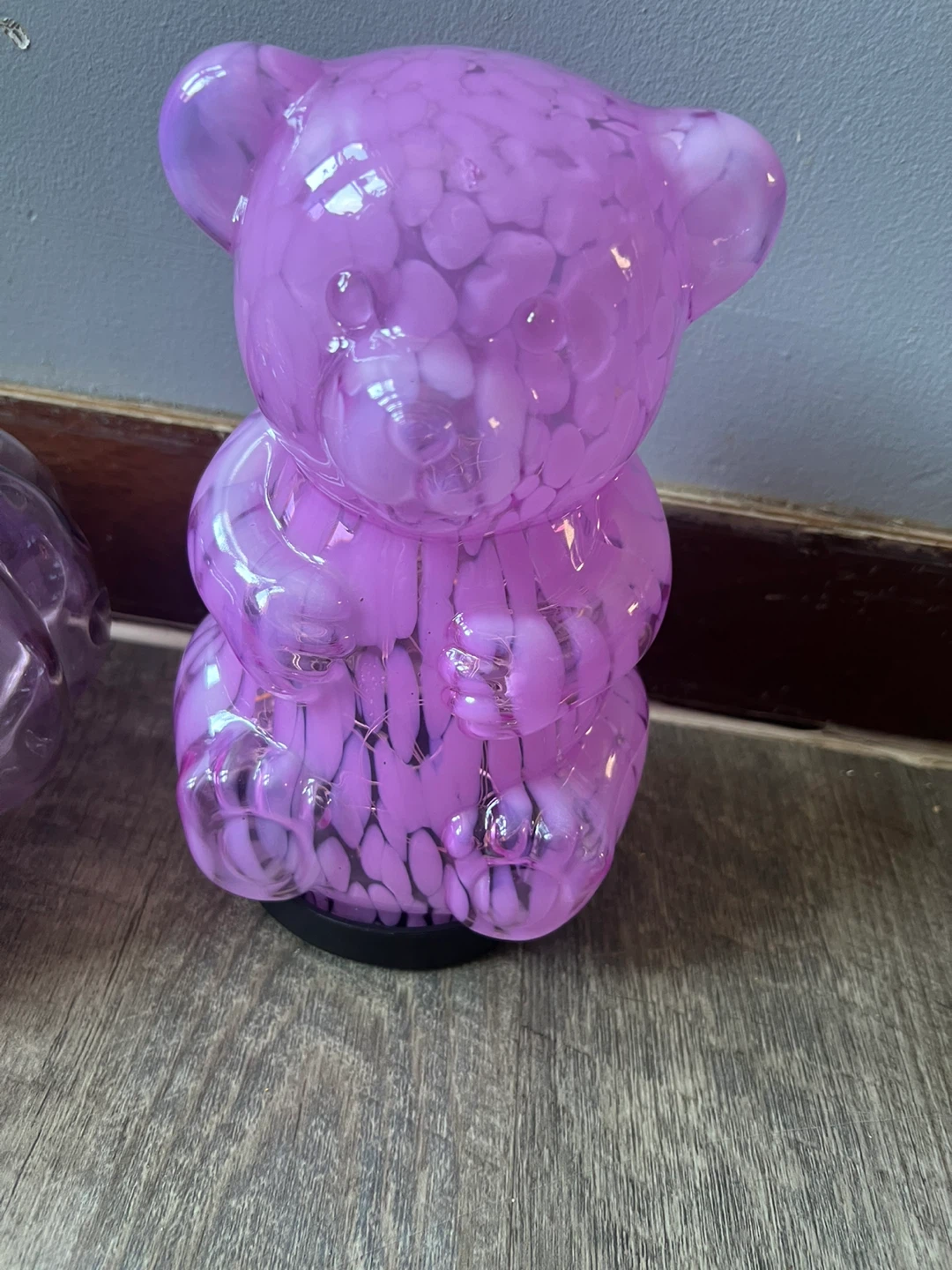 Purple Glass Teddy Bear Light-Up Decor ⚽ - photo 3